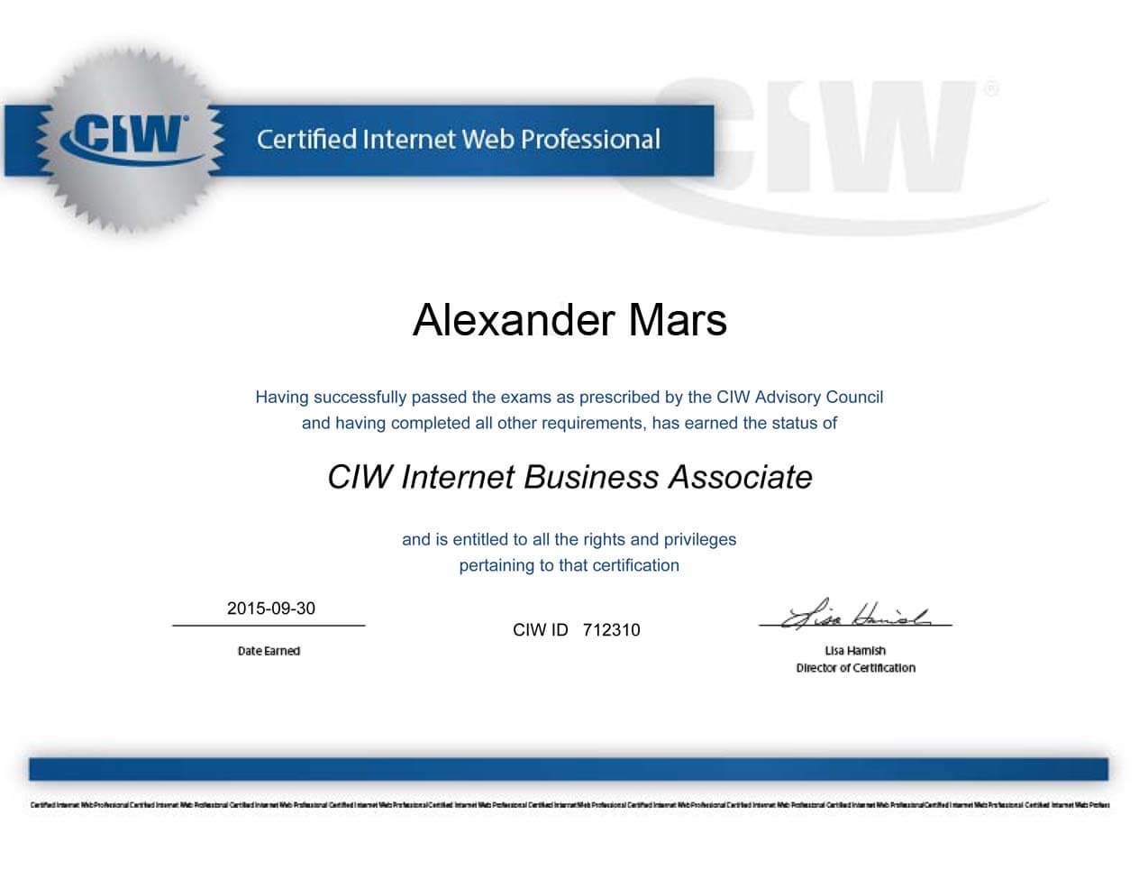 CIW Internet Business Associate
